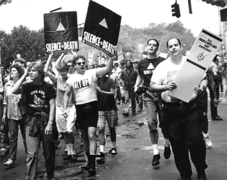 Members of Act Up during the Pride march in New York City on 26 June 1988. 