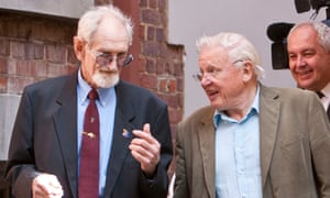 Harry Butler, left, with the BBC naturalist David Attenborough at the Museum of Western Australia in 2012.