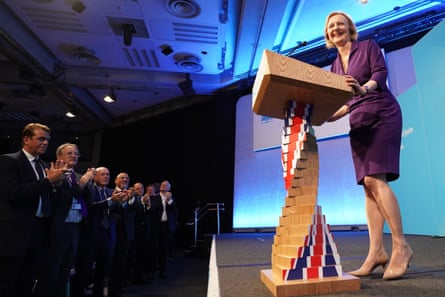Liz Truss giving her acceptance speech at the Queen Elizabeth II conference centre in London last week.