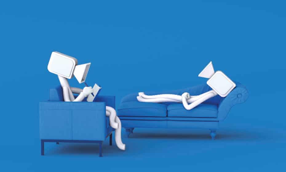 Robots on sofa
