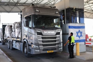 A truck carrying humanitarian aid