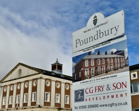 A housing development sign for Poundbury