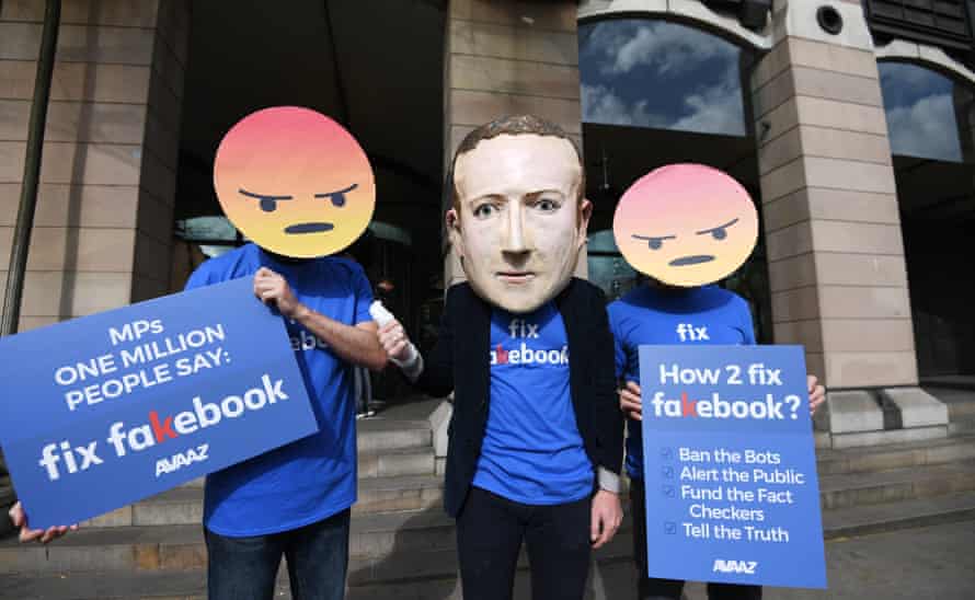An anti-Facebook protest in London.