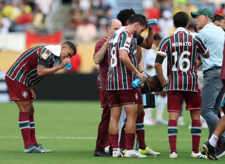 Fluminense’s Thiago Silva has a drink at the Club World Cup