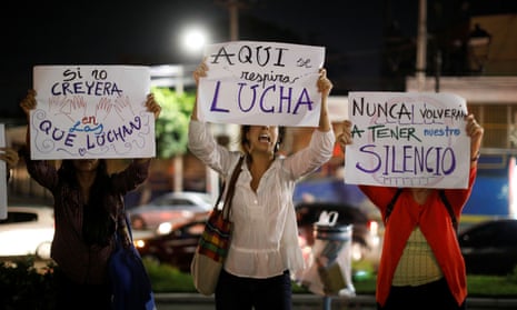 Women at a protest against femicides in San Salvador, El Salvador March 29, 2019. 