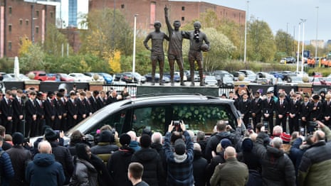 'He was a hero to me': thousands pay their respects to Sir Bobby Charlton – video 