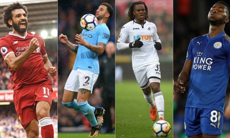 From left: Mo Salah has thrived at Liverpool, as has Kyle Walker at Manchester City, but Swansea’s Renato Sanches and Leicester’s Kelechi Iheanacho have not made the starts expected of them.