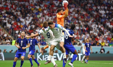 England 0-0 USA: World Cup 2022 – as it happened | World Cup 2022 6 Matt Turner and Shaq Moore of the U.S. in action with England's Jack Grealish and Harry Kane