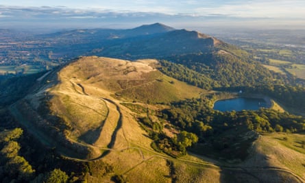 Malvern Hills, with the iron age hill fort in the foreground.