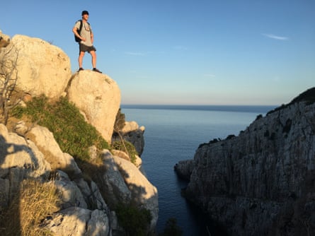 Kevin Rusby standing on a rock on Lastovo island, Croatia