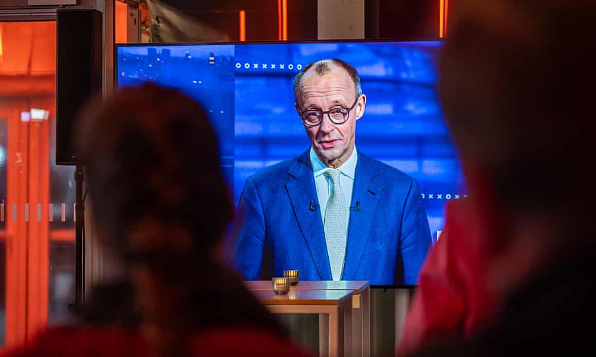 Man on television screen