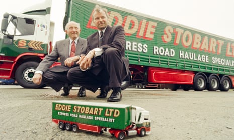 Eddie Stobart, left, with his son, Edward, in Carlisle, Cumbria, in 1993.