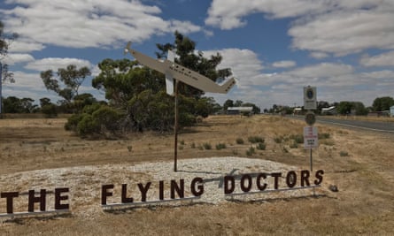 A sign reading The Flying Doctors. The TV drama The Flying Doctors was filmed in Minyip, Victoria, Australia.