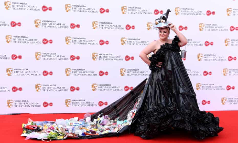 Daisy May Cooper in a bin-bag dress at the Baftas
