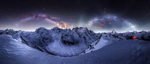 Double Arch Milky Way above frozen landscape