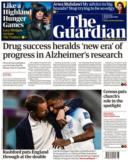 Guardian beforehand page, 30 November 2022