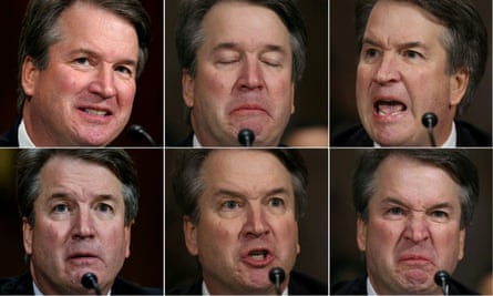 Brett Kavanaugh’s facial expressions during his testimony.