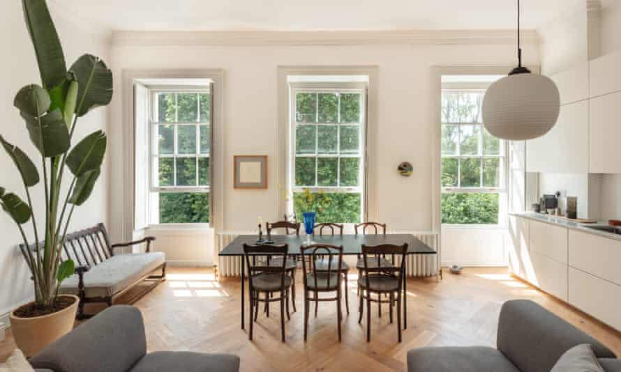 kitchen dining room with open windows