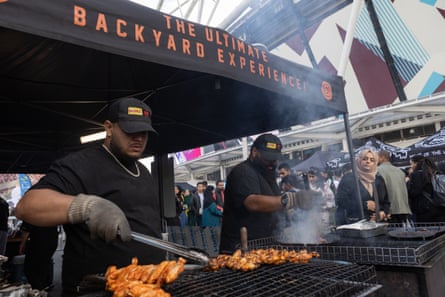A chef at the World Halal food festival at the London Stadium.