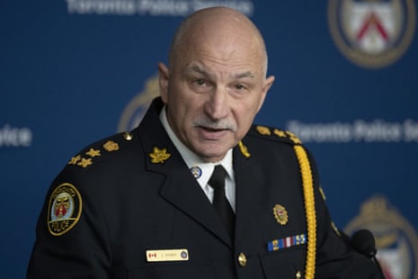 Toronto Police Chief James Ramer speaks at a press conference on 28 November 2022 about the arrest of a suspect in the 1983 killings of Erin Gilmour and Susan Tice.