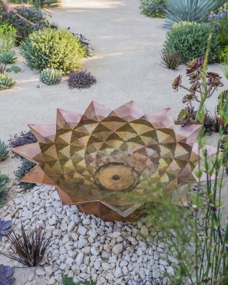 A copper water bowl in Nick Bailey’s Beauty of Mathematics garden