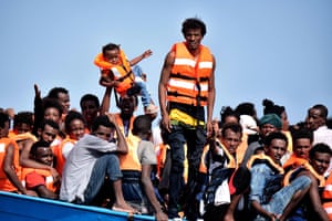 People waiting to be rescued