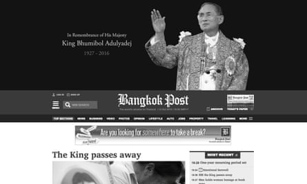 The frontpage of the Bangkok Post website on Thursday.