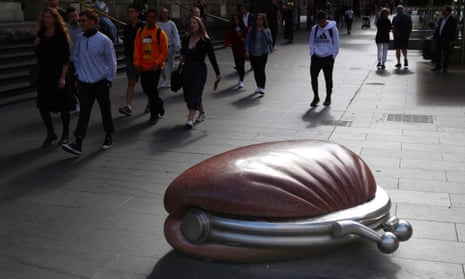 The Public Purse sculpture in Bourke Street mall, Melbourne. Treasurer Josh Frydenberg forecast a rosy future for the Australian economy in the budget. 