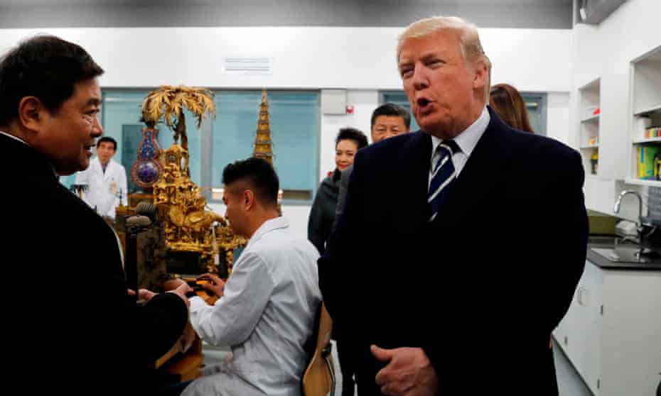 Donald Trump in the conservation science lab of China’s Forbidden City on Wednesday. Briefings from the administration seemed to put an emphasis on military options.