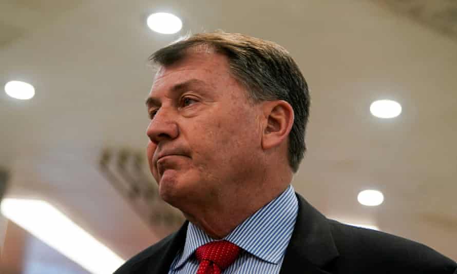 Mike Rounds talks to reporters during a Senate vote at the US Capitol