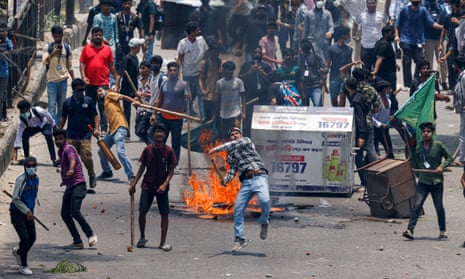 Protesters attack Bangladeshi state broadcaster after PM's call for calm | Bangladesh | The Guardian