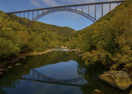 The New River Gorge Bridge, seen from Fayette Station, was once the world’s longest single-span arch bridge.