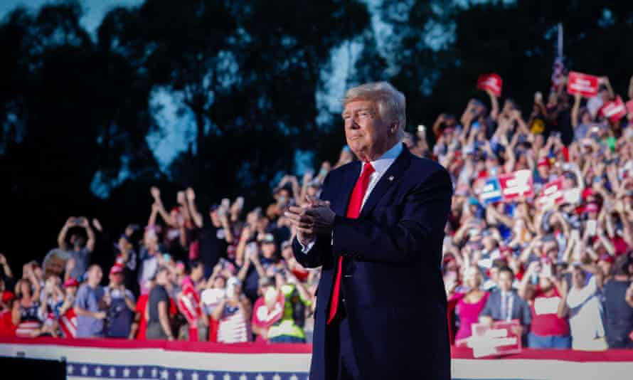 Donald Trump arrives at a rally in Sarasota, Florida, in July.