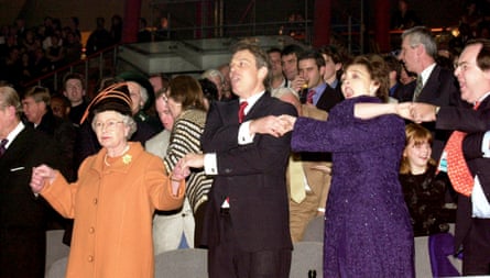 Tony and Cherie Blair welcome in the new millennium alongside the Queen.