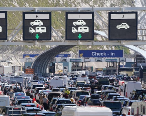 Traffic queuing for the Port of Dover in Kent, May 22, 2026