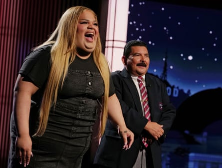With talk show personality Guillermo Rodriguez on the set of Jimmy Kimmel Live!