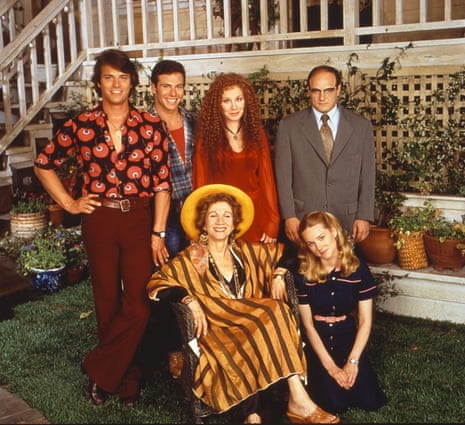 ‘Until Tales, LGBTQ+ people on screen were miserable and usually died’ … the first series with (standing) Paul Gross, Marcus D’Amico, Chloe Webb and Stanley DeSantis; (seated) Olympia Dukakis and Laura Linney.