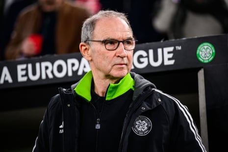 Martin O'Neill looks on as his Celtic side exits the Europa League in Stuttgart.