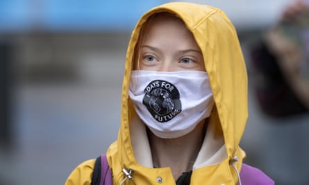 Greta Thunberg attends a Fridays For Future protest outside the Swedish parliament in Stockholm.