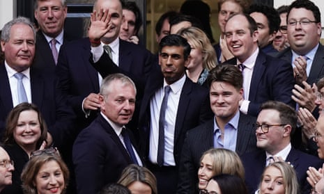 Rishi Sunak outside Conservative party HQ in Westminster after it was announced he will become the new leader of the Conservative party