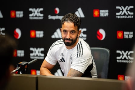 Ruben Amorim speaking at a press conference.