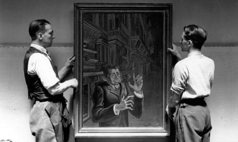 A portrait of Myarski by Otto Dix at an exhibition of ‘degenerate’ German art at the New Burlington Galleries, London, 1938.