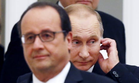 Vladimir Putin and Francois Hollande