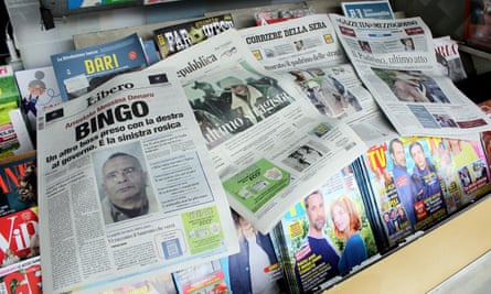 Newspapers in Bari, Italy, carry news of Denaro’s arrest