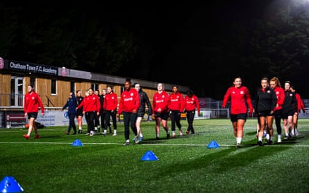 Chatham Town warm up at training