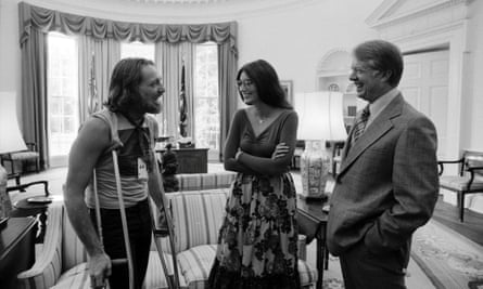 Jimmy Carter with Willie Nelson and Emmylou Harris.