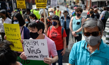 A rally against ant-Asian violence in Chinatown in Washington, DC, 27 March 2021.