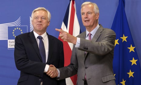 David Davis (left) and Michel Barnier.