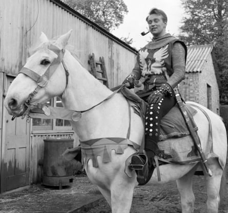William Russell on the set of the 1950s television series The Adventures of Sir Lancelot.