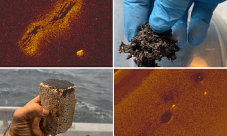 A collage of images showing small pieces of wreck recovered by Hummel’s crew in his quest for the SS Pacific